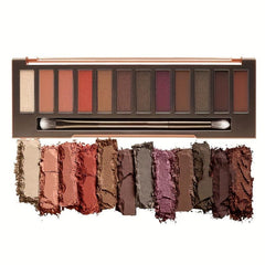Warm & Bright Eyeshadow Palette Shimmer Matte Finish Cosmetics Mirror Brush