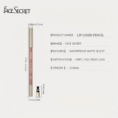 Waterproof Lip Liner: High Pigment, Smooth Texture, Matte Finish