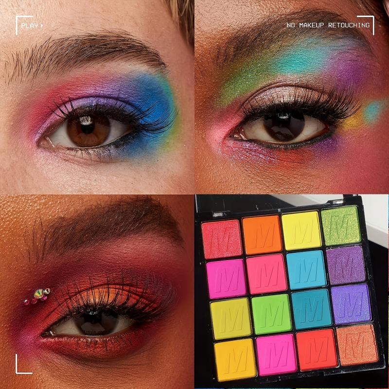 16 Color Eyeshadow Palette Matte Glitter Bright Blendable Dramatic Glamour Eye