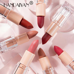 Long Lasting Matte Lipstick in 12 Colors Nude Bean Sand Powder