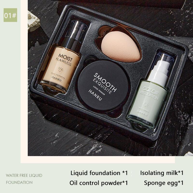 4 Pack Isolation Liquid Foundation Concealer Loose Powder Set