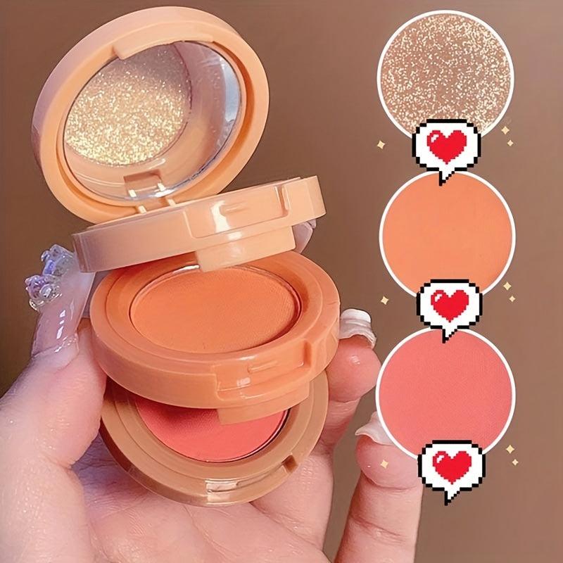 3-in-1 Blush Palette for Contouring, Brightening, and Radiant Blush
