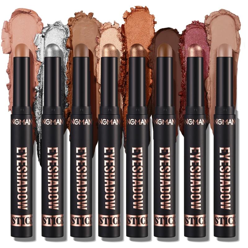Waterproof Eyeshadow Sticks Set: Shimmer & Matte Neutral Brown Pencil Crayons