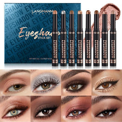 Waterproof Eyeshadow Sticks Set: Shimmer & Matte Neutral Brown Pencil Crayons
