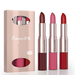 Long Lasting Lipstick & Lip Gloss Set Double Headed for Natural Lustrous Texture