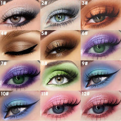12 Colors Liquid Eyeshadow Stick Matte Shimmer Glitter Waterproof Smokey Makeup