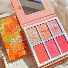 6-Color Highlight & Contour Blush Palette for Cosplay