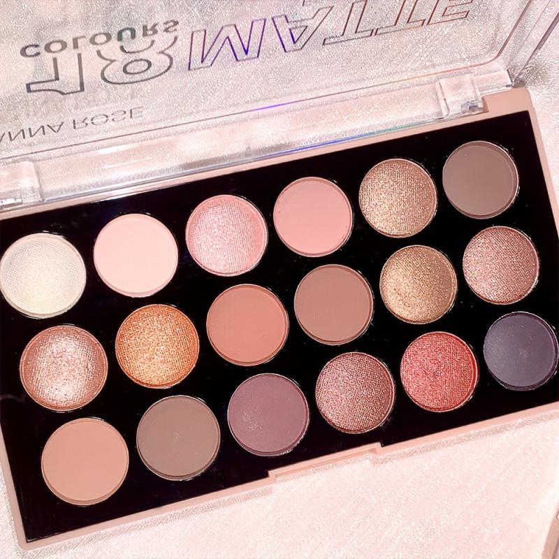 18 Colors Eyeshadow Palette Pearly Shimmer Matte Finish Waterproof Sweat Proof