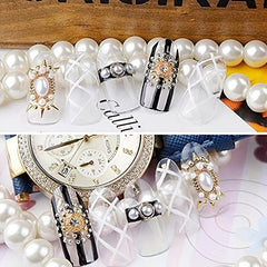 Sparkling Pearl Stickers for Hair Nails & DIY Crafts - 4 Sizes Flat Back Pearls