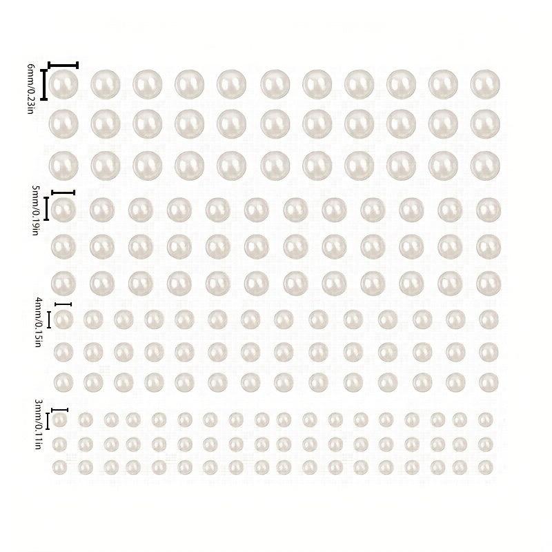 Sparkling Pearl Stickers for Hair Nails & DIY Crafts - 4 Sizes Flat Back Pearls