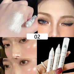 Glitter Silvery Eyeshadow Pen Waterproof Shimmer Matte Eyelid Under Crease Stick