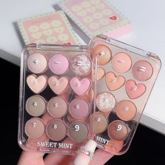 12 Colors Love Heart Eyeshadow Palette Matte Shimmer Brown Pink Orange
