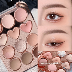 12 Colors Love Heart Eyeshadow Palette Matte Shimmer Brown Pink Orange