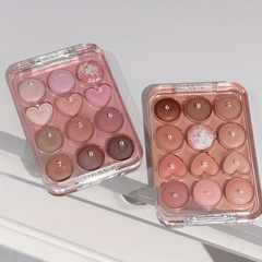 12 Colors Love Heart Eyeshadow Palette Matte Shimmer Brown Pink Orange