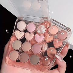 12 Colors Love Heart Eyeshadow Palette Matte Shimmer Brown Pink Orange