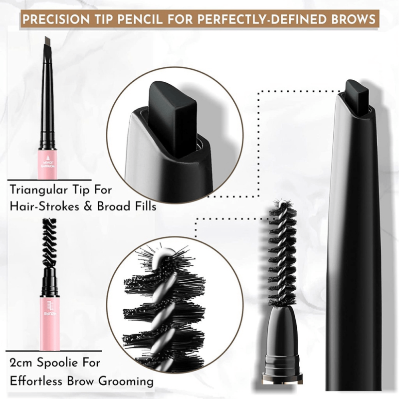 4 Colors Retractable Dual Sided Eyebrow Pencil with Brush
