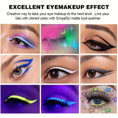 12 Colors Neon Eyeliner Pen Set Waterproof Long Lasting