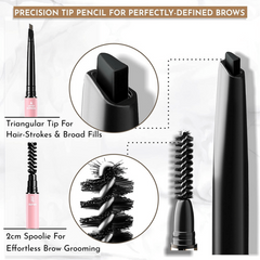 Retractable Eyebrow Pencil Dual Sided Brow Brush Slim Tip Triangle Head