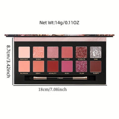 12-Color Animal Eyeshadow Palette Pearly Matte Glitter Finish