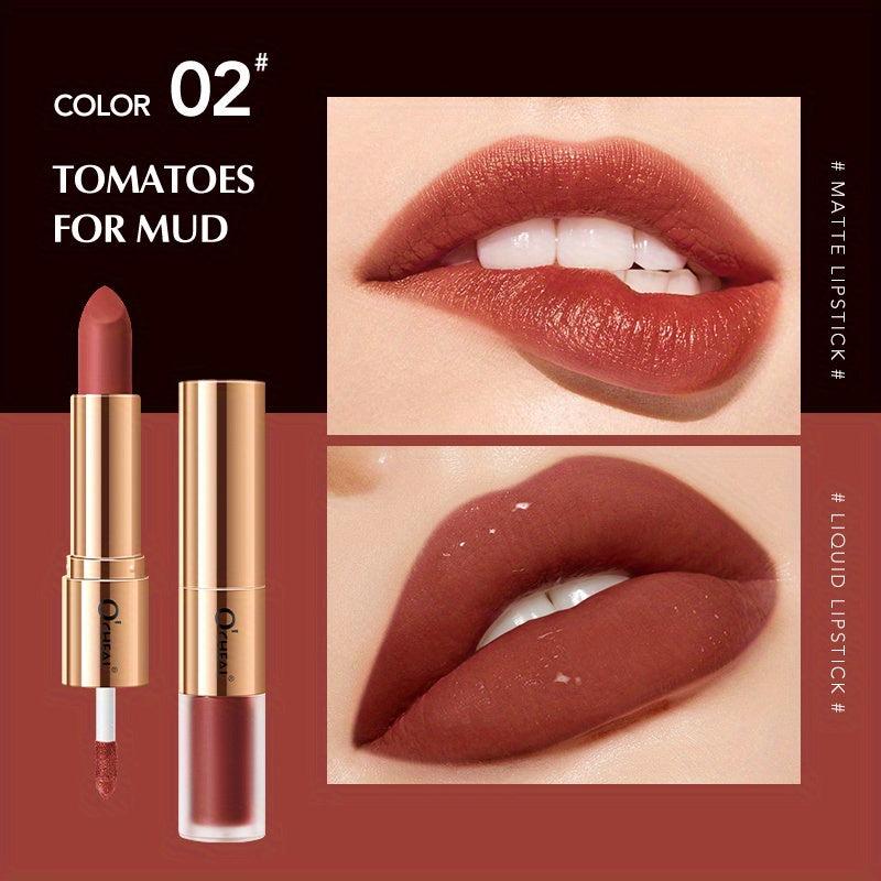 Long Lasting Double Sided Lipstick & Gloss Natural Waterproof Makeup Tool