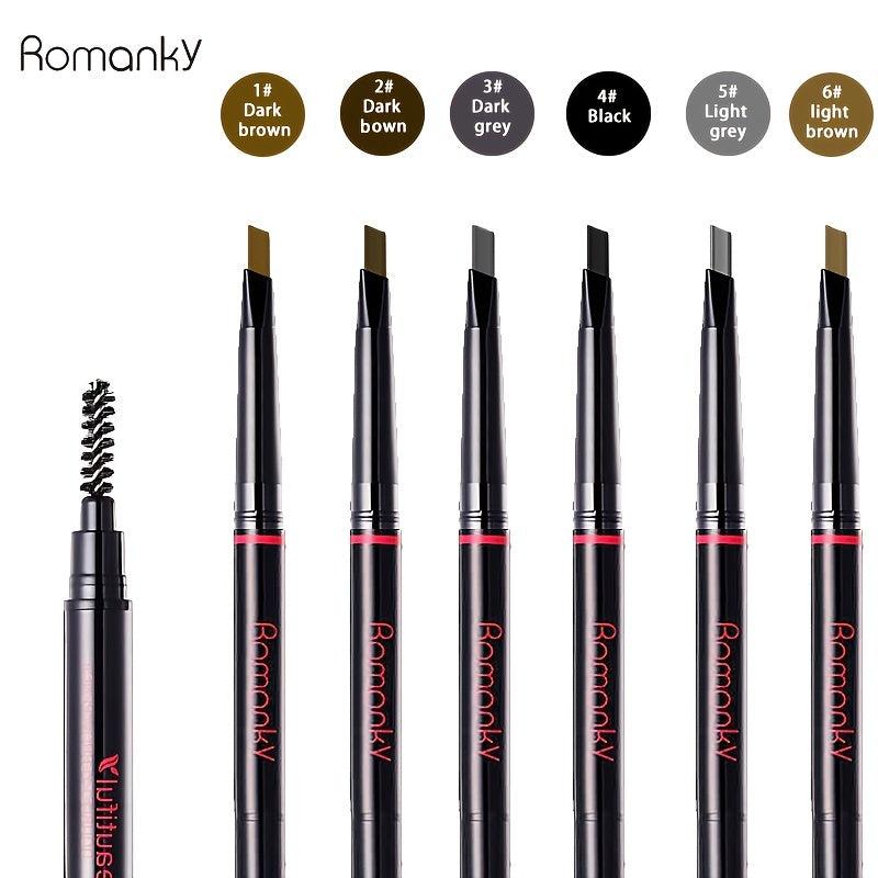 ROMANKY Eyebrow Pencils Double Headed, No Smudge, Beginner Makeup Pencils