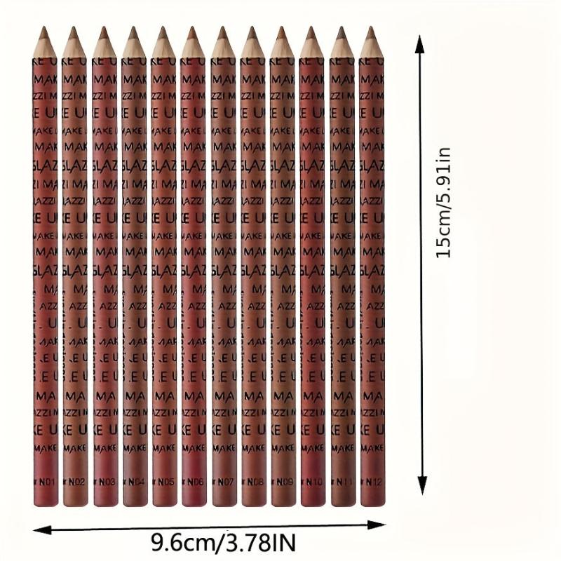 12pcs Matte Lip Liner Pen Natural Nude Smooth Lip Makeup