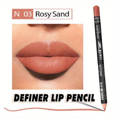 Matte Wooden Lip Liner Pencil Velvet Lipstick Pen Long Lasting