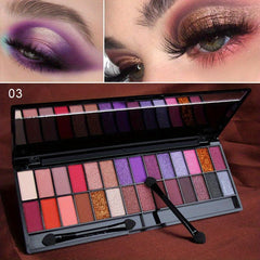 28-Color Matte & Pearly Eyeshadow Palette with Brushes