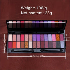 28-Color Matte & Pearly Eyeshadow Palette with Brushes