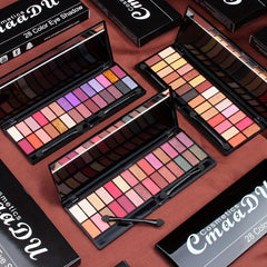 28-Color Matte & Pearly Eyeshadow Palette with Brushes