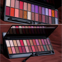 28-Color Matte & Pearly Eyeshadow Palette with Brushes