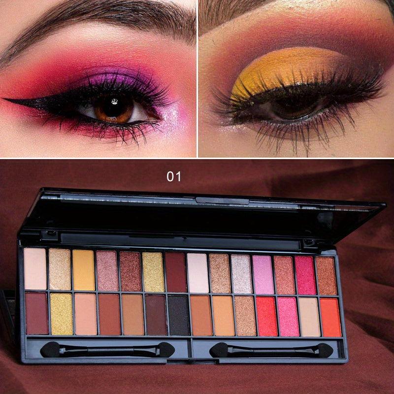 28-Color Matte & Pearly Eyeshadow Palette with Brushes