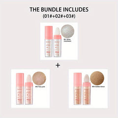 3pcs Highlighter Patting Powder Set Natural Contouring Powder Stick