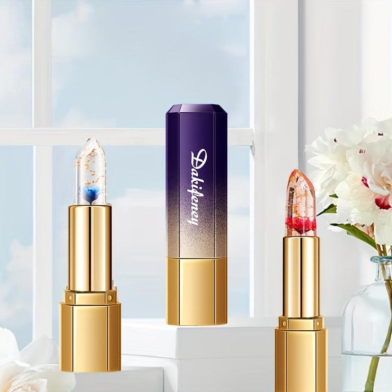 Color Changing Flower Lipstick with Temperature Sensing Golden Foil