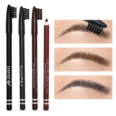 Short Wooden Rod Eyebrow Pencil With Eyebrow Comb Eyeliner Pen