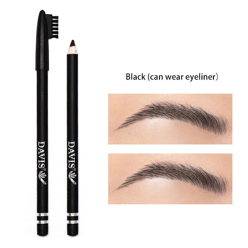 Short Wooden Rod Eyebrow Pencil With Eyebrow Comb Eyeliner Pen