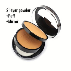 Double Layer Face Powder with Mirror, Concealer Set, Long Lasting Pressed Powder