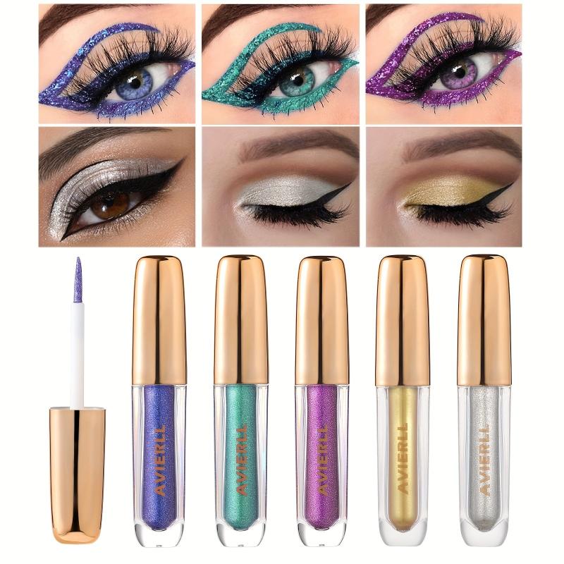 Waterproof Liquid Eyeliner Silver + Pencil, Long Lasting Non Smudge Makeup