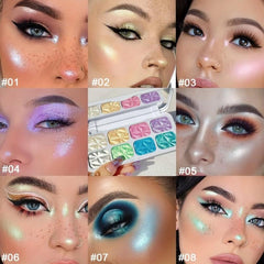 Chameleon Highlighter Palette Eyeshadow Pigment Shimmer Glitter