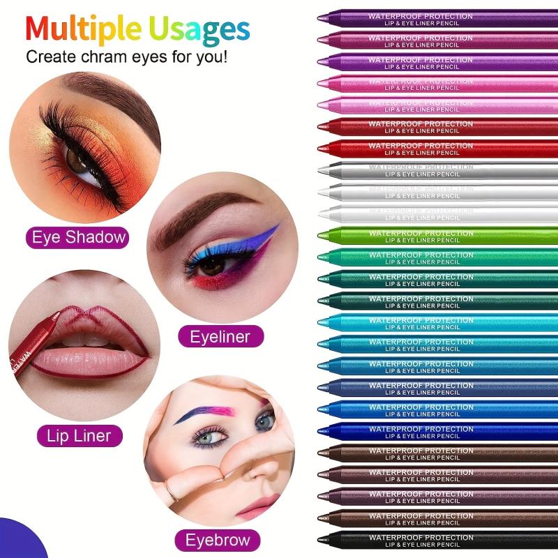 27 Pcs Rainbow Glitter Eyeliner Set with Sharpener