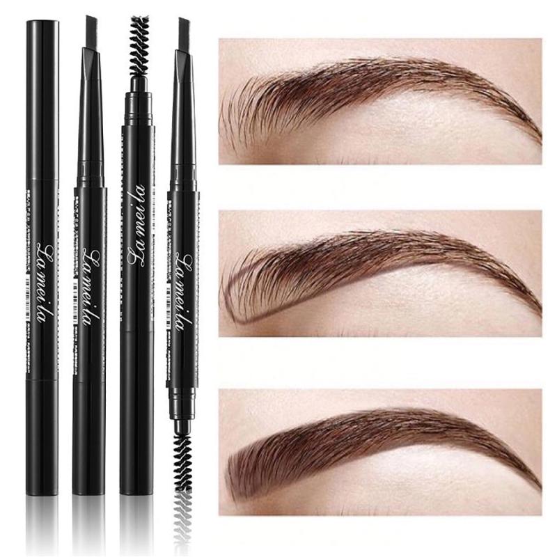 4 Colors Eyebrow Pencil Ultra Fine Mechanical Double Ended Angled Tip & Spoolie