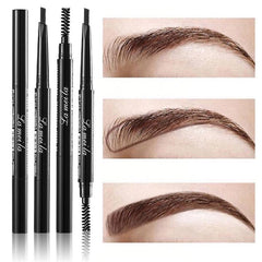 4 Colors Eyebrow Pencil Ultra Fine Mechanical Double Ended Angled Tip & Spoolie