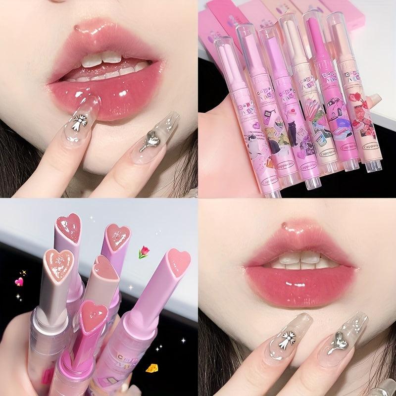 Solid Shimmer Lipstick Gloss 6 Colors Long Lasting Cosmetics