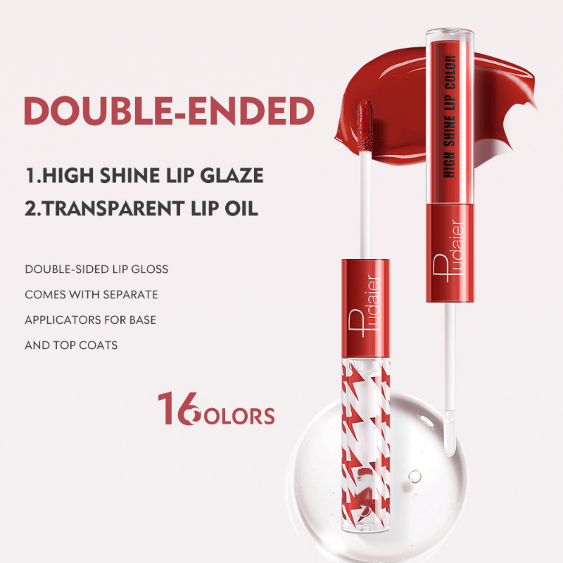 Double Headed Lip Glaze Matte Dewy Finish Liquid Lipstick