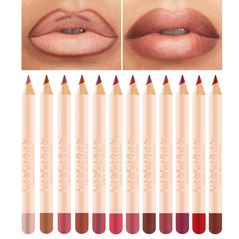 Matte Lip Liner Pencils Set 12 Assorted Colors Soft Waterproof Long Lasting