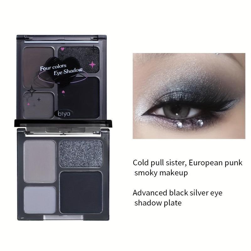 Punk Smokey Eyeshadow Palette Grey Silvery for Halloween Party Makeup