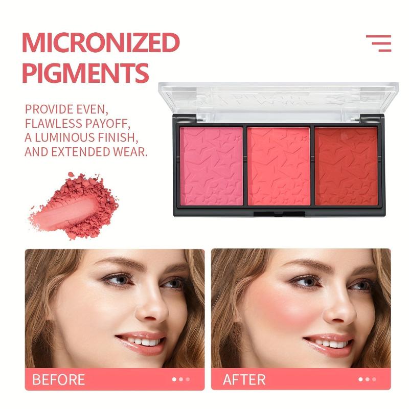 Blush Powder Palette 3 Shades Long Lasting Pigment