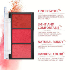 Blush Powder Palette 3 Shades Long Lasting Pigment