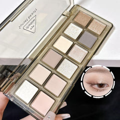12 Colors Matte Pearl Earth Tone Eyeshadow Palette Daily Makeup Cosmetics