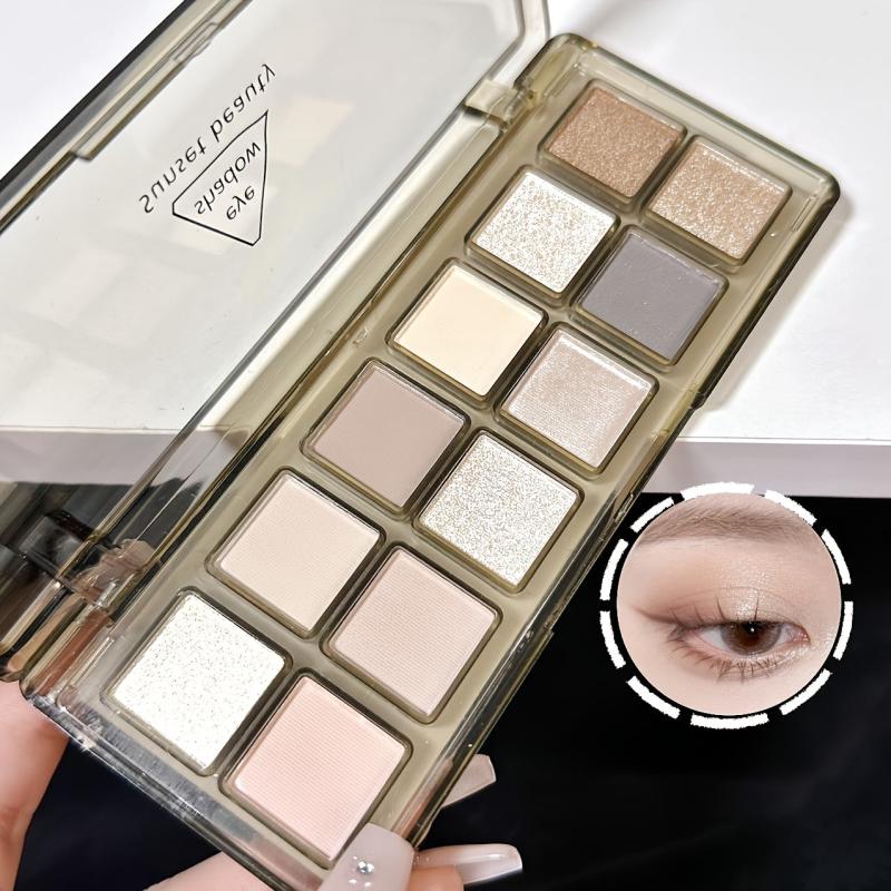 12 Colors Matte Pearl Earth Tone Eyeshadow Palette Daily Makeup Cosmetics